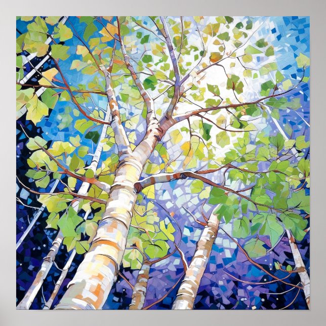 Skog från Modern Birch Träd Poster (Framsidan)