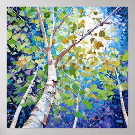 Skog från Modern Birch Träd Poster