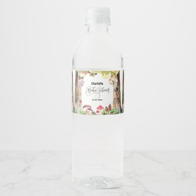 Skog från svampbabydusch vattenflaskor etikett (Framsida)