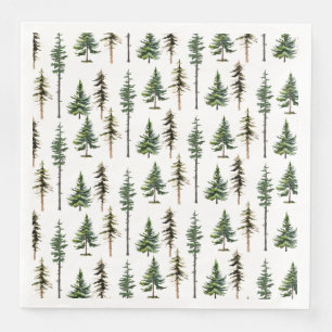 Skog från Woodland Fir Gräs Spruce Träd Pappersservett