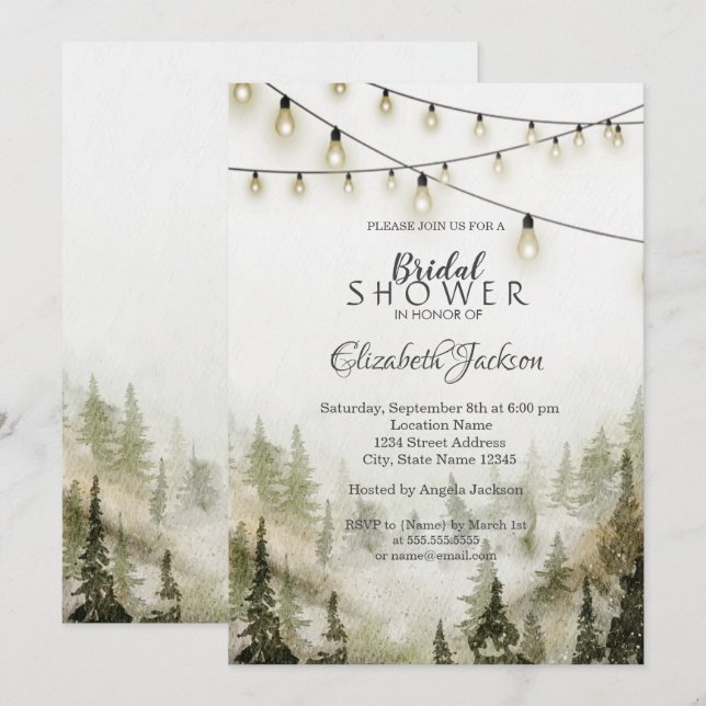 Skog,Gräs,Träd,String Ljus Inbjudningar (Fram/baksida)