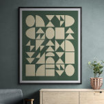 skog grön | Modern geometrisk form Art Poster<br><div class="desc">Modern geometrisk mönster med enkla former i kräm på gröntens bakgrund.</div>