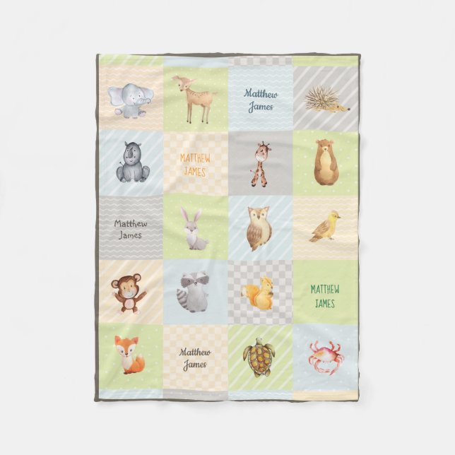 Skog, hav och djur täckeull Blanke för Safari Fleecefilt (Framsidan)