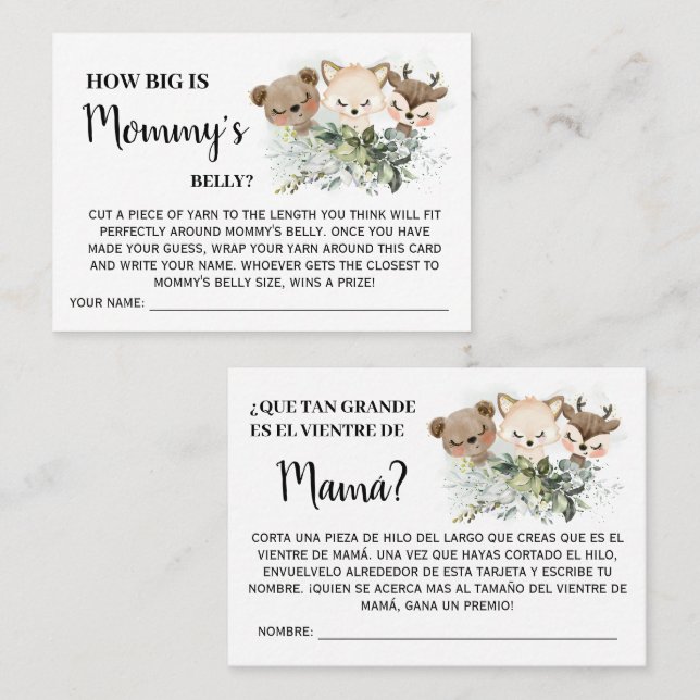 Skog Hur stort är mamma-navelspel - tvåsidigt kort (Fram/baksida)