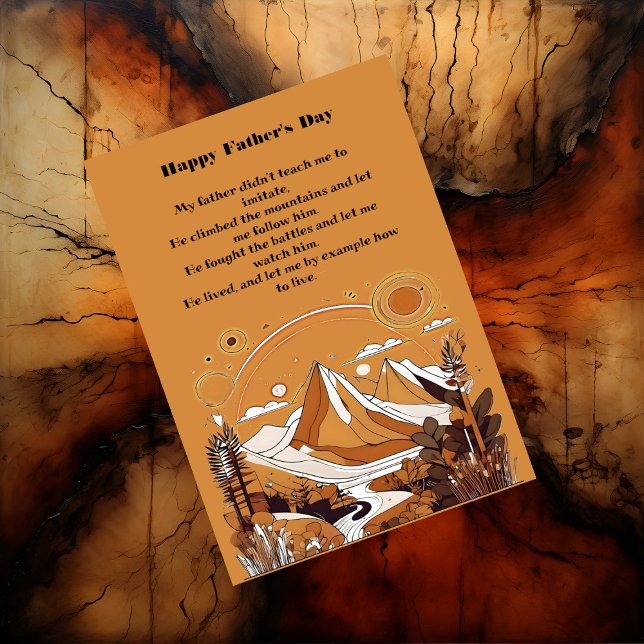 Skog i bergstrakterna Fars dag Kort Dikt (Mountain Landscape Forest Father's Day Short Poem Holiday Card)