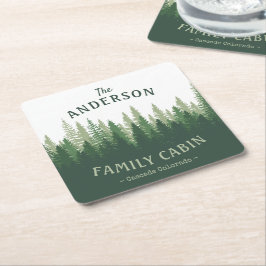 Skog i Cabin-familjen Gräs Träd Underlägg Papper Kvadrat