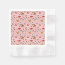 Skog i vattenfärgen mönster-bambi, räv, coney. pappersservett