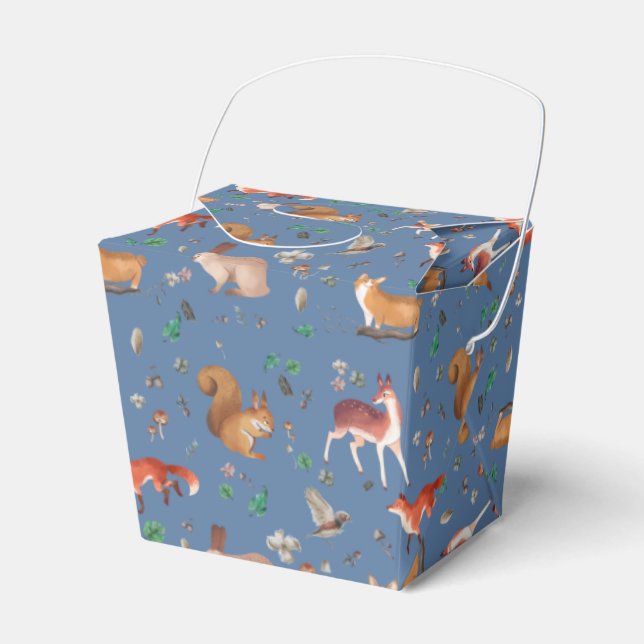 Skog i vattenfärgen mönster-bambi, räv, coney. presentaskar (Framsidan Sidan)