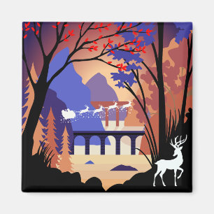 Skog Julenatt Sankta Sleigh Magnet