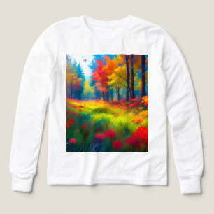 Skog med färgglada träd och blommor t shirt