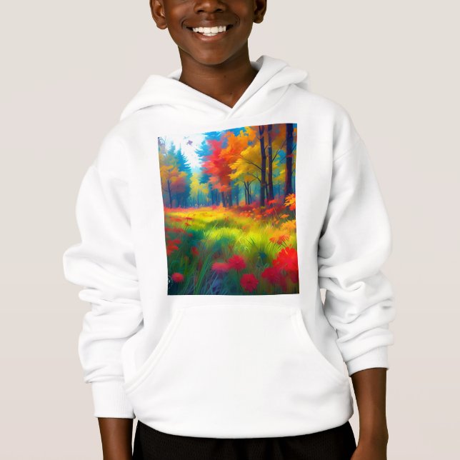 Skog med färgglada träd och blommor t shirt (Framsida)