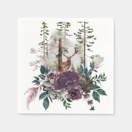 Skog med träets vattenfärg och hjort pappersservett