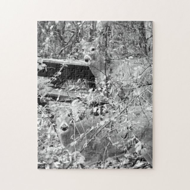 Skog med Whitetail Hjort Puzzle Pussel (Vertikal)