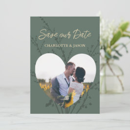 Skog Modernt Foto Hjärt Ram Spara Datum      Inbjudningar