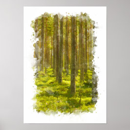 Skog Natur Landskap - Akvarell Poster