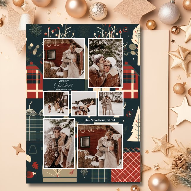 Skog nordisk skid jul foto julkort (Skapare uppladdad)