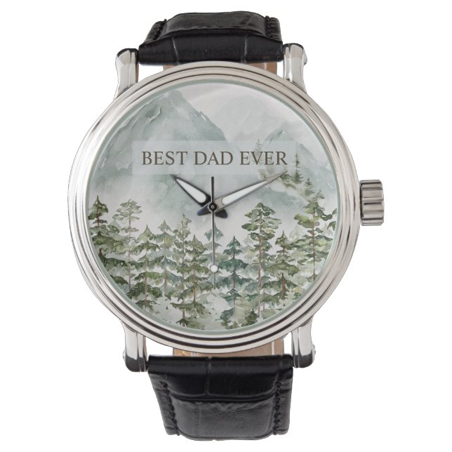 Skog och berg, bästa Pappa någonsin Fars dag Armbandsur (Framsida)