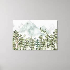 Skog och berg i gräs canvastryck
