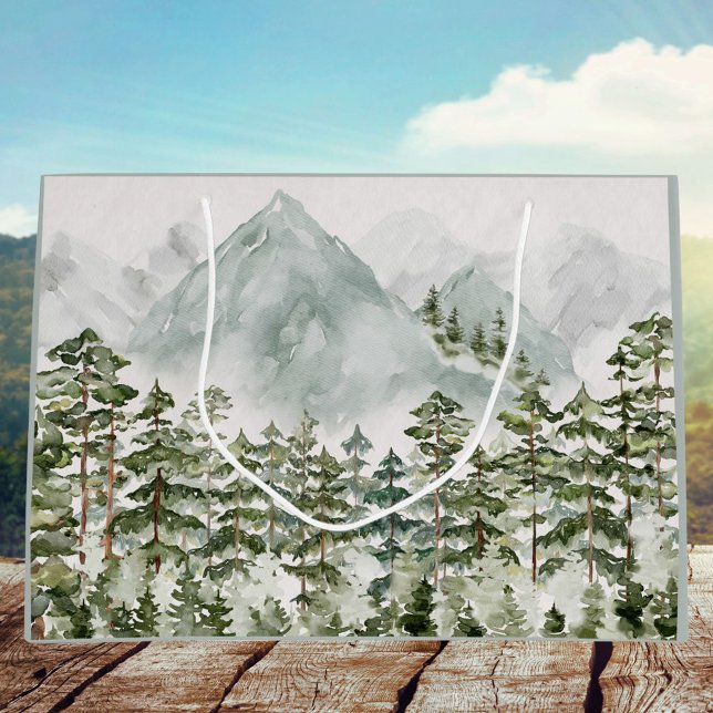 Skog och berg natur akvarell (Skapare uppladdad)