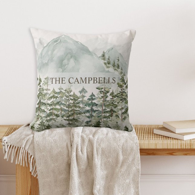Skog och berg Natur Akvarell Kudde (In situ)