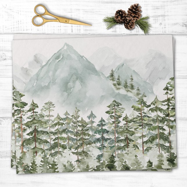 Skog och berg Natur Akvarell Presentpapper (In situ)