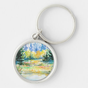 Skog Rund Silverfärgad Nyckelring