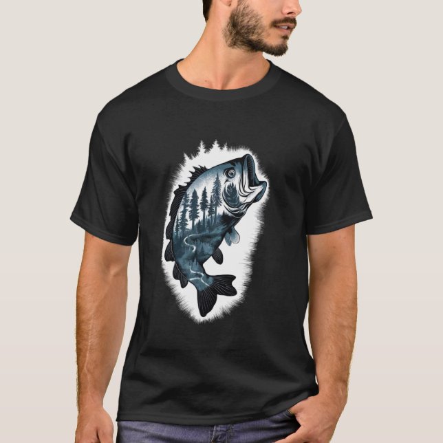 Skog Smallmouth Bass Fisketräja T Shirt (Framsida)