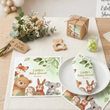 Skog söta djur akvarell baby shower
