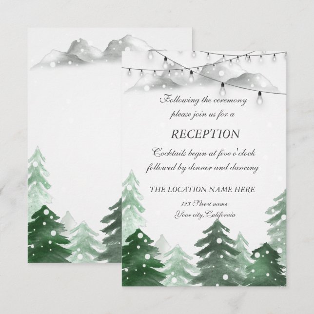 Skog,String Ljus, Bröllopsmottagning Inbjudningar (Fram/baksida)