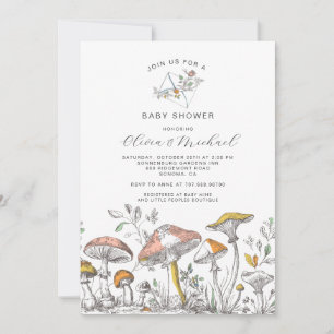 Skog Svamp Baby Shower Inbjudningar
