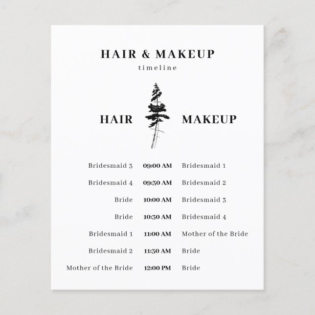 Skog Tall Träd Hår Makeup Tidsschema Flygblad (Framsidan)