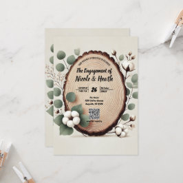 Skog Trä Eukalyptus & Bomull Rustik Förlovning Inbjudningar