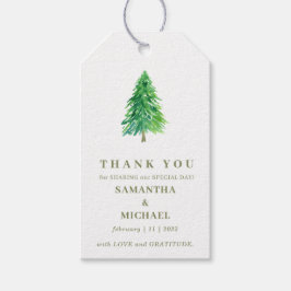 Skog Träd Blomma Klassisk Bröllop Tack Presentetikett