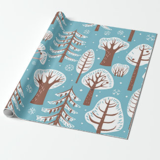 Skog, träd. Sömlös bakgrund. Vinter Presentpapper