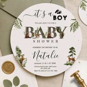 Skog Trädgårdsdjur Grönska Baby Pojke Bebis Shower