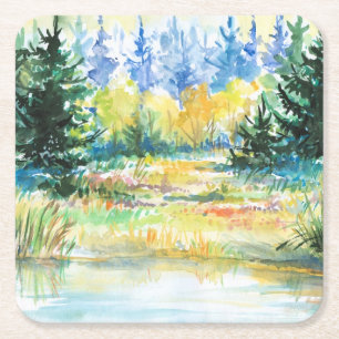 Skog Underlägg Papper Kvadrat