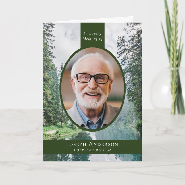 Skog utomhus Fotobegravning Memorial Service Program (Framsida)