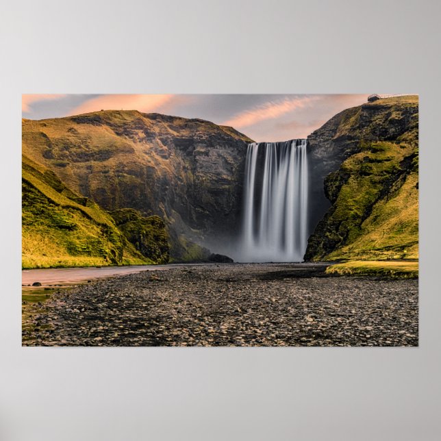 Skogafos Waterfall på morgonen Sunrise Poster (Framsidan)