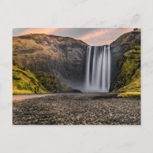 Skogafos Waterfall på morgonen Sunrise Vykort