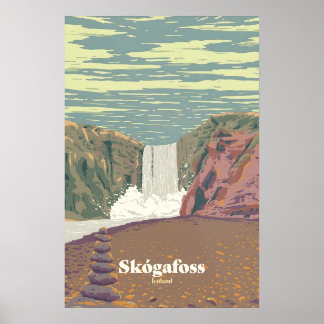 Skogafoss Island resa affisch (Framsidan)
