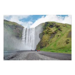 Skogafoss vattenfall - byn Skogar, Islandet Fototryck