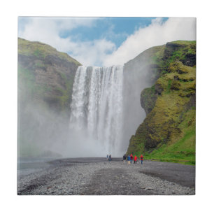 Skogafoss vattenfall - byn Skogar, Islandet Kakelplatta