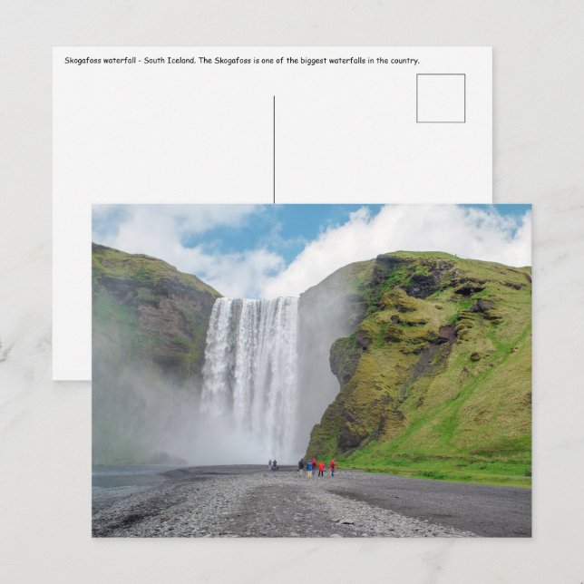 Skogafoss vattenfall - byn Skogar, Islandet Vykort (Fram/baksida)
