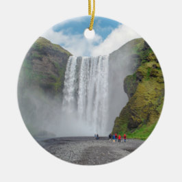 Skogafoss vattenfall - Skogar by, Island Julgransprydnad Keramik