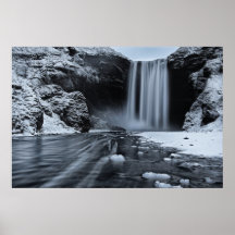 SKÓGAFOSS WATERFALL, ISLAND - SVART & VITE