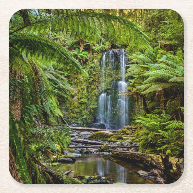 Skogar | Beauchamp Falls Australien Underlägg Papper Kvadrat (Framsidan)