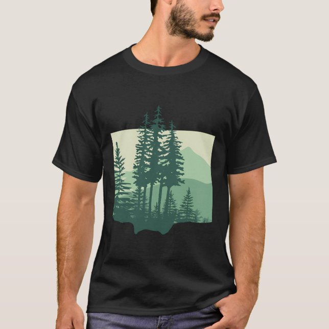 Skogar och berg i gräs Träd T Shirt (Framsida)