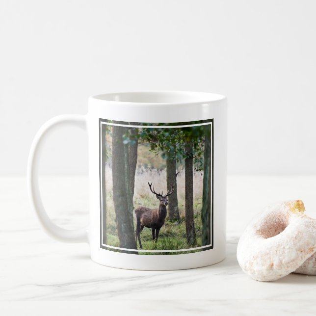 Skogar | Skogsmark och röd Hjort Kaffemugg (Med munk)