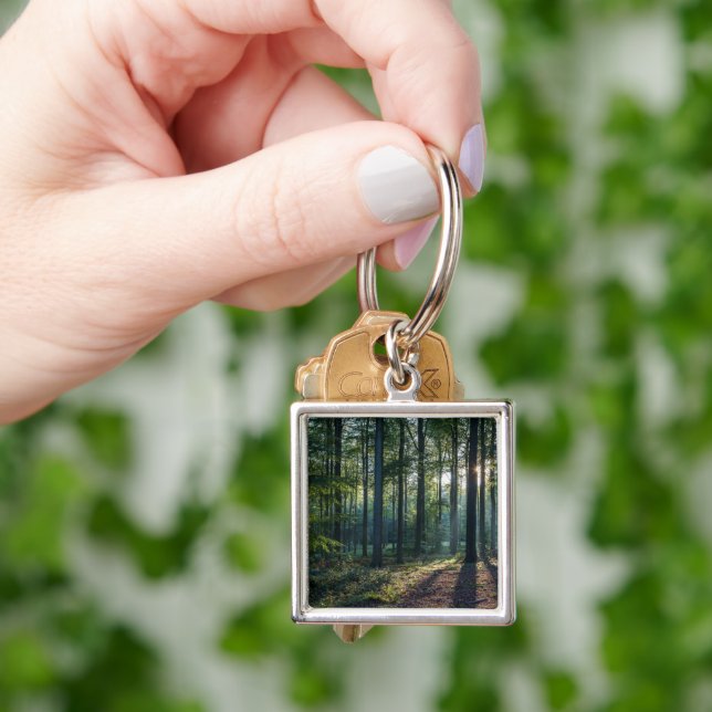 Skogar | Tyskland svart skog Fyrkantig Silverfärgad Nyckelring (Hand)