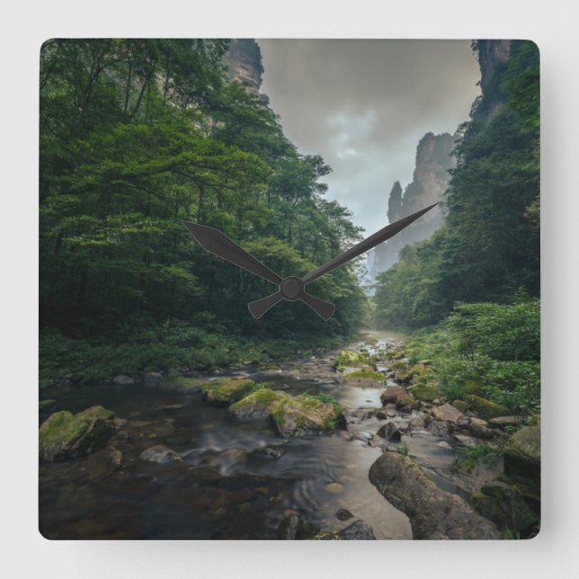 Skogar | Zhangjiajie nationalskogspark Fyrkantig Klocka (Framsida)